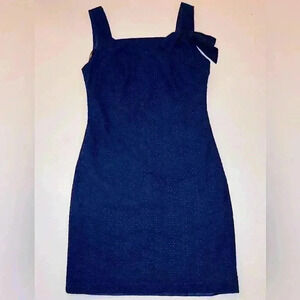 Karl Lagerfeld Women’s Navy Blue Floral Eyelet Sleeveless Dress Size 0